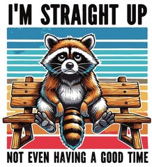 Raccoon Phone Sticker (2 Inch) Raccoon Sitting Bench Straight Up Not A Good Time