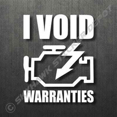 Engine Light Funny Bumper Sticker Vinyl Decal Void Warranty Car Truck