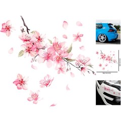 Realistic Cherry Blossom Bumper Sticker – Pink Floral Vinyl 10×9.5 in