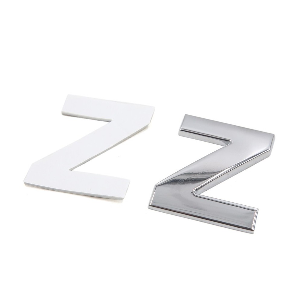 Silver Tone Metal Z Letter Shaped Alphabet Sticker Emblem Badge Decals for Car