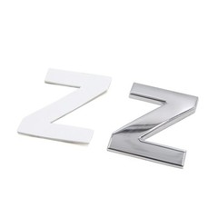 Silver Tone Metal Z Letter Shaped Alphabet Sticker Emblem Badge Decals for Car