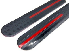 MIRROR SET Aluminum Thin Red Line Flag Sticker Emblem Decals For Trucks 6″ x 1