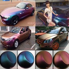 Flexible Car Satin Chameleon 3D Carbon Fiber Vinyl Wrap Film Sticker Air Free US
