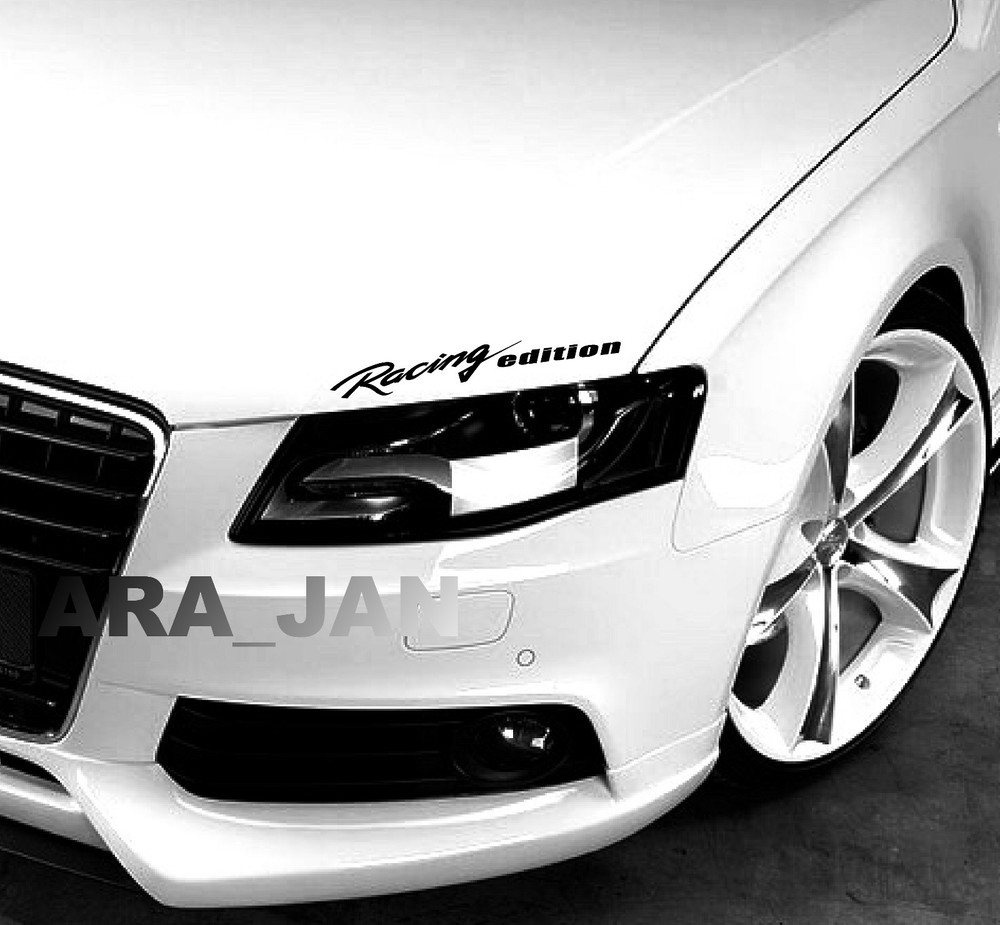 Racing edition Decal Sticker Headlight Taillight Eyebrow sport car racing BLACK