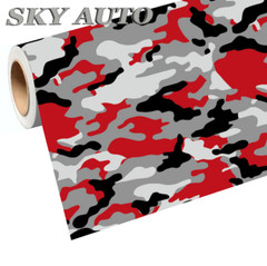 Red Black Gray White Large Camo Vinyl Car Wrap Sheet + Free Tools( 2 feet & up )