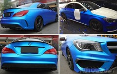 72″ x 60″ Satin Matte Chrome Metallic Deep Blue Vinyl Film Wrap Bubble Free