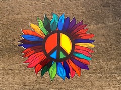 4” Rainbow Peace Flower Sticker Colorful Hippie Boho Vibrant Craft DIY Summer