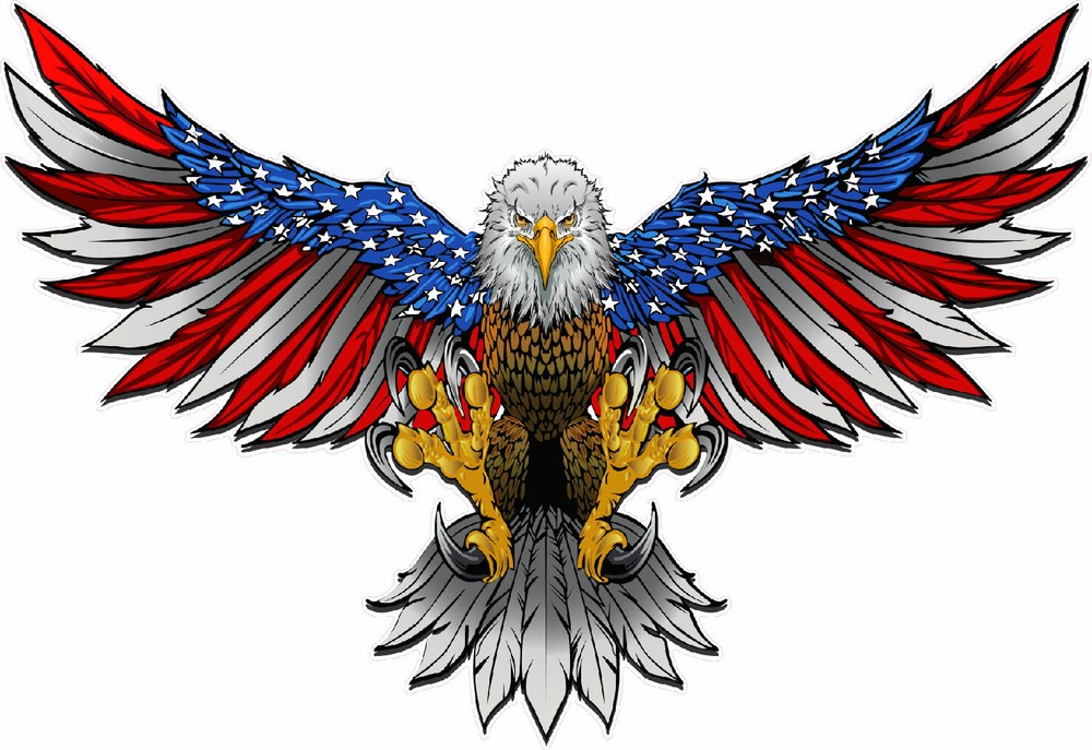 American Flag Attack Bald Eagle Wings Decal Large 36″ in size