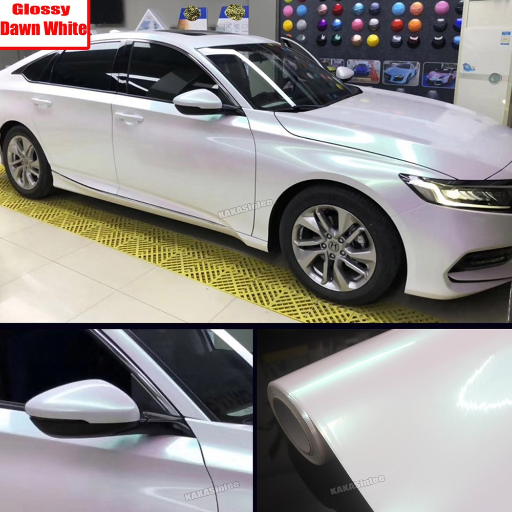 Glossy Matte Magic Satin Dawn White Pearl Flash Chrome Car Vinyl Wrap Sticker AB
