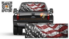 American Flag Black & White Red Lines Waving Vintage Rear Window Perf Graphic