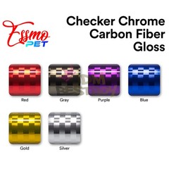 ESSMO PET Chrome Checker Carbon Fiber Gloss Blue Vinyl Wrap Film Decal Sticker