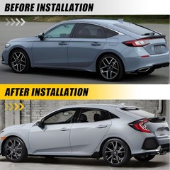 1-10Set Chrome Delete Blackout Window Trim for Honda Civic 17-2021 Glossy Black