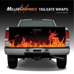 Fire Flames (Orange) Truck Tailgate Vinyl Graphic Decal Wraps