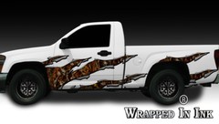 Truck Side Graphics Rocker Panel Ripped Metal Skull Blaze Camouflage Camo 01