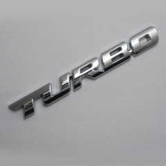 2PCS 3D TURBO Logo Chrome Metal Car Badge Emblem Decal Sticker Accessories Trim