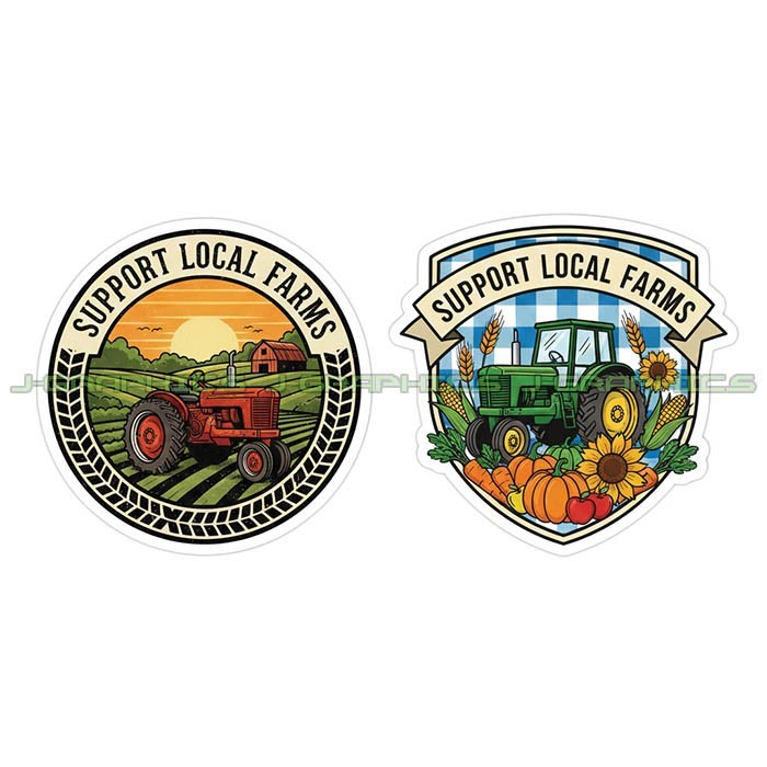 Support Local Farms Vinyl Decal Sticker Farming Agriculture Food 2 Pack B