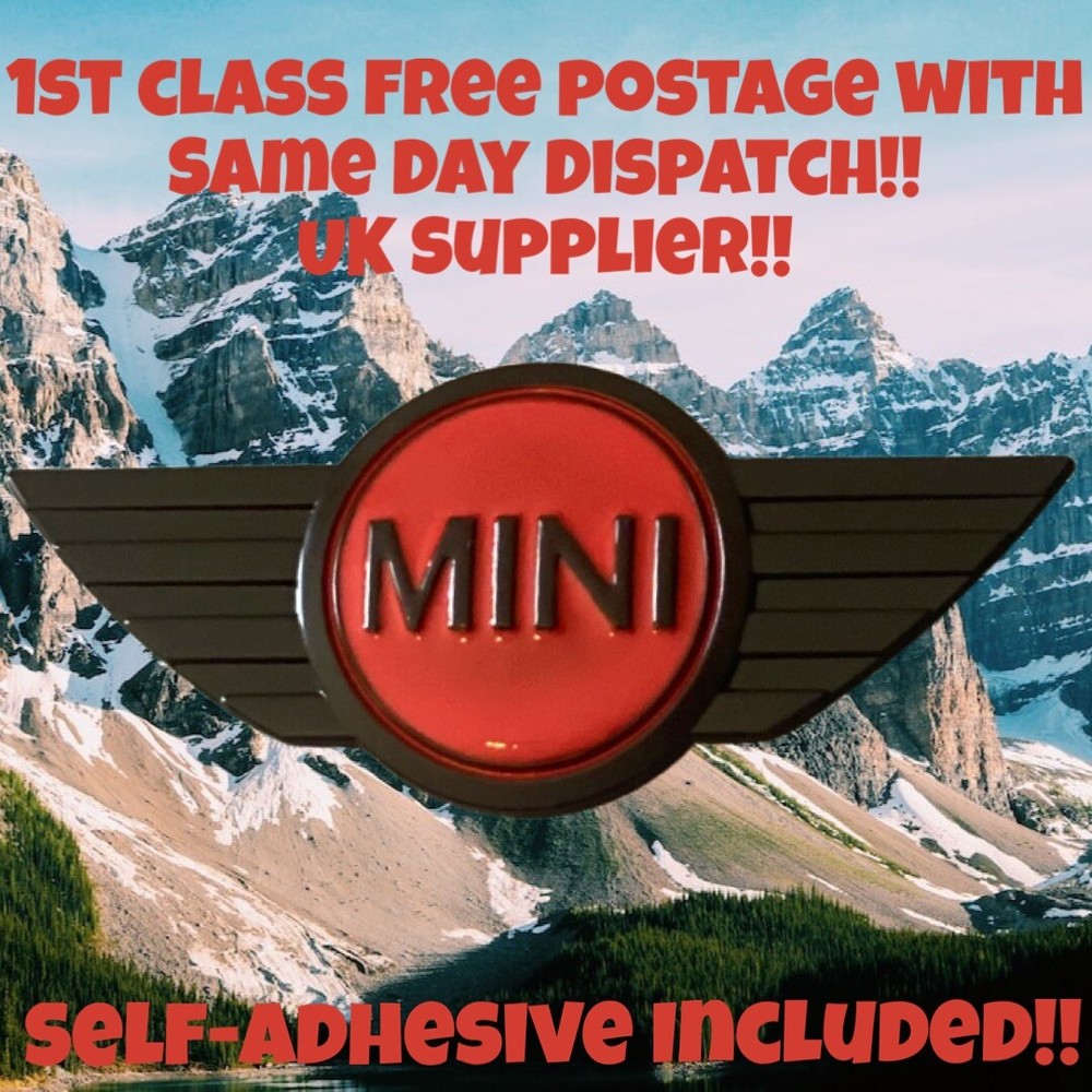 Mini Cooper S Badge Front Boot Bonnet Matt Black/Gloss Red Metal Emblem