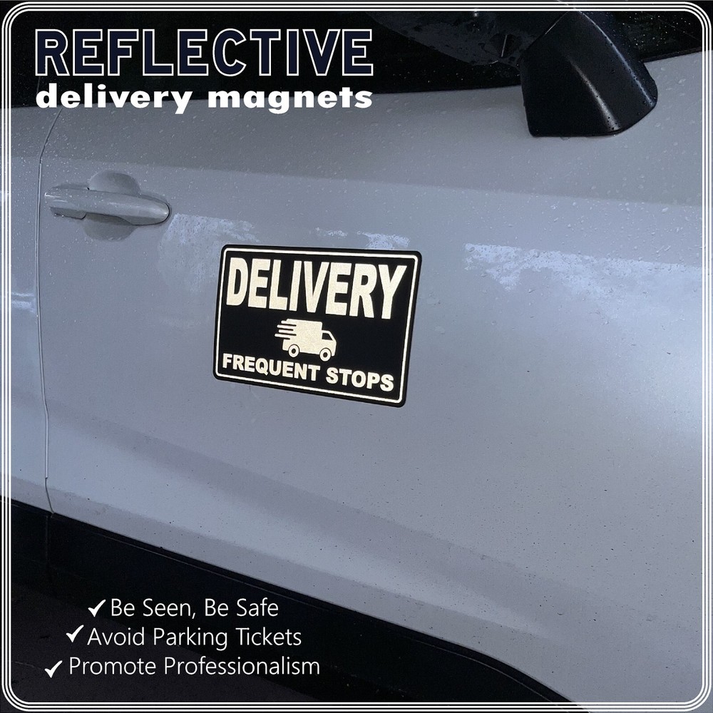 2-Pack REFLECTIVE Car Magnets for Delivery Drivers 11.5″ x 6″ FREE SHIPPING!