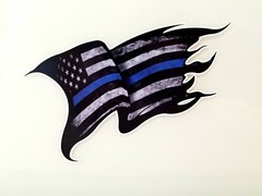 2x Thin Blue Line Sticker Tattered American Flag Decal Police Lives Matter Yeti
