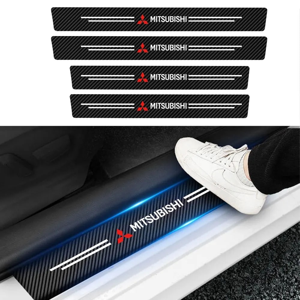 Door Threshold Protector Stickers Carbon Fiber Self-Adhesive Car Trim 4Pcs