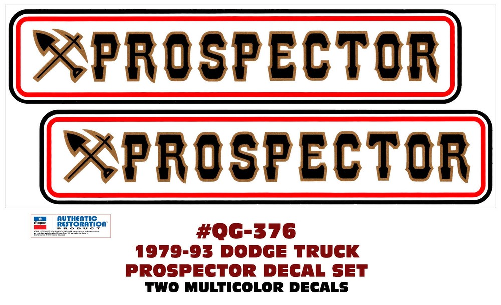 SP-QG-376 1979-93 DODGE MULTICOLOR PROSPECTOR DECAL SET – TWO DECALS