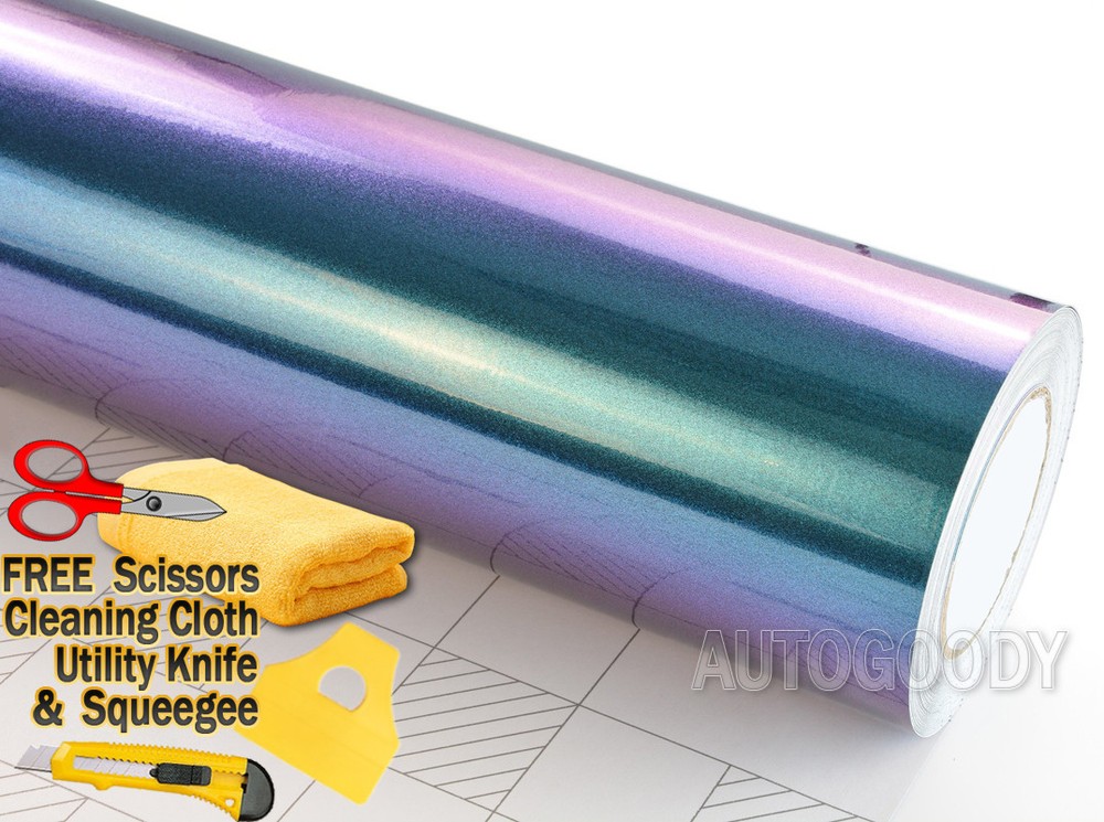 12″ x 60″ Gloss Metallic Chameleon Purple Teal Vinyl Film Wrap Air Bubble Free