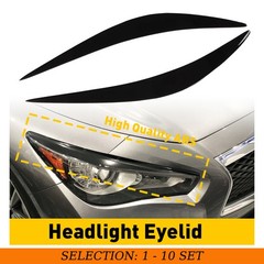 2-20 Gloss Black Headlight Eyelid Trim Cover Eyebrows For Infiniti Q50 2014-2023