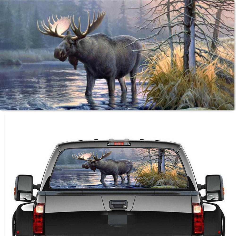 Pickup Rear Window Moose Forest Decoration Sticker Decal Waterproof 22″ x 65″