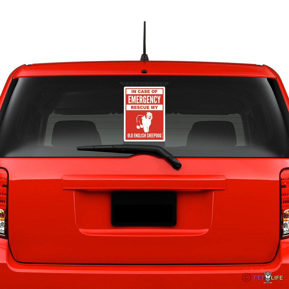 In Case of Emergency Rescue My Old English Sheepdog Windshield Sticker #2 oes