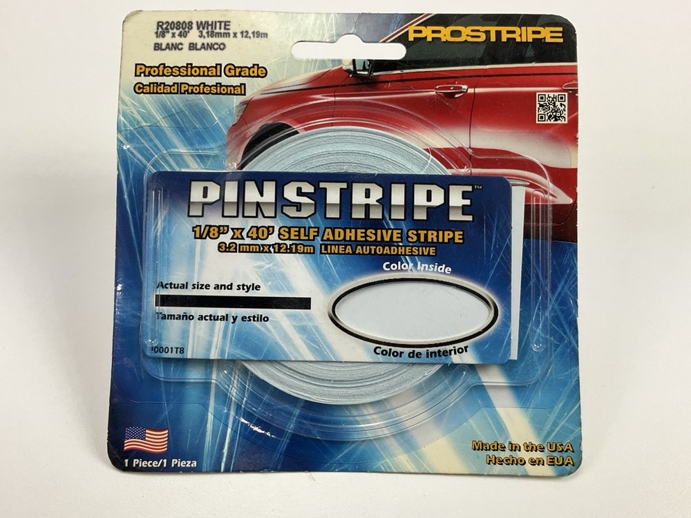 Prostripe R20808 40′ X 1/8″ White Solid Striping Pinstripe Stripe Tape
