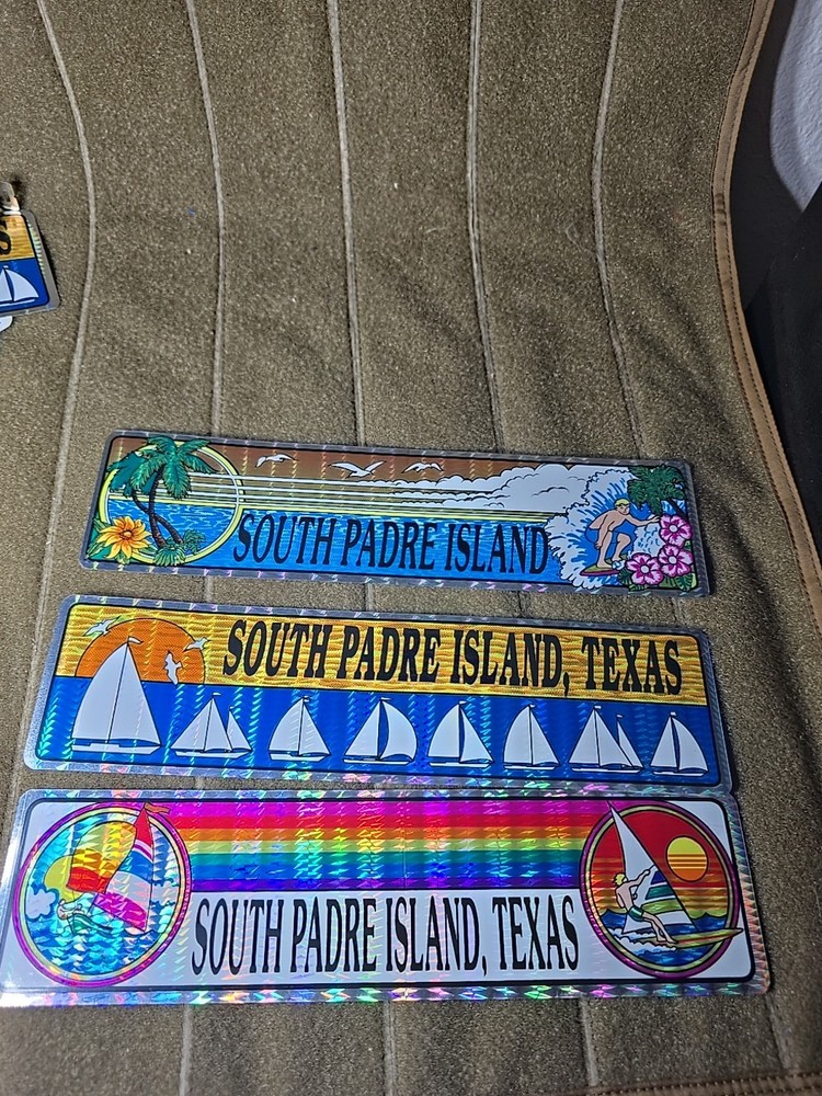 South Padre Island Texas Souvenir Car Bumper Sticker Lot Of 3