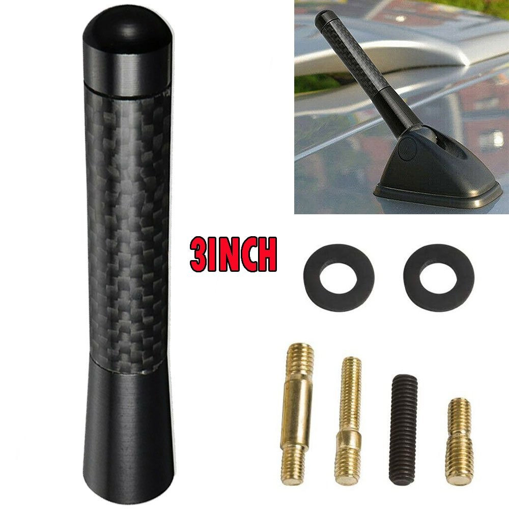 1/2set 3″ Car Carbon Fiber Radio Aerial Bee Sting Mast Antenna Arial Black