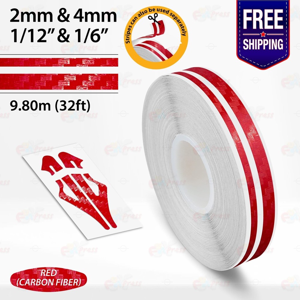 CARBON FIBER RED PIN STRIPE Car Model Motorcycle Adhesive TAPE Vinyl Sticker