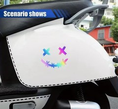 Holographic Iridescent X Eyes Stitched SMILEY FACE 5” Inch Laser Decal Sticker