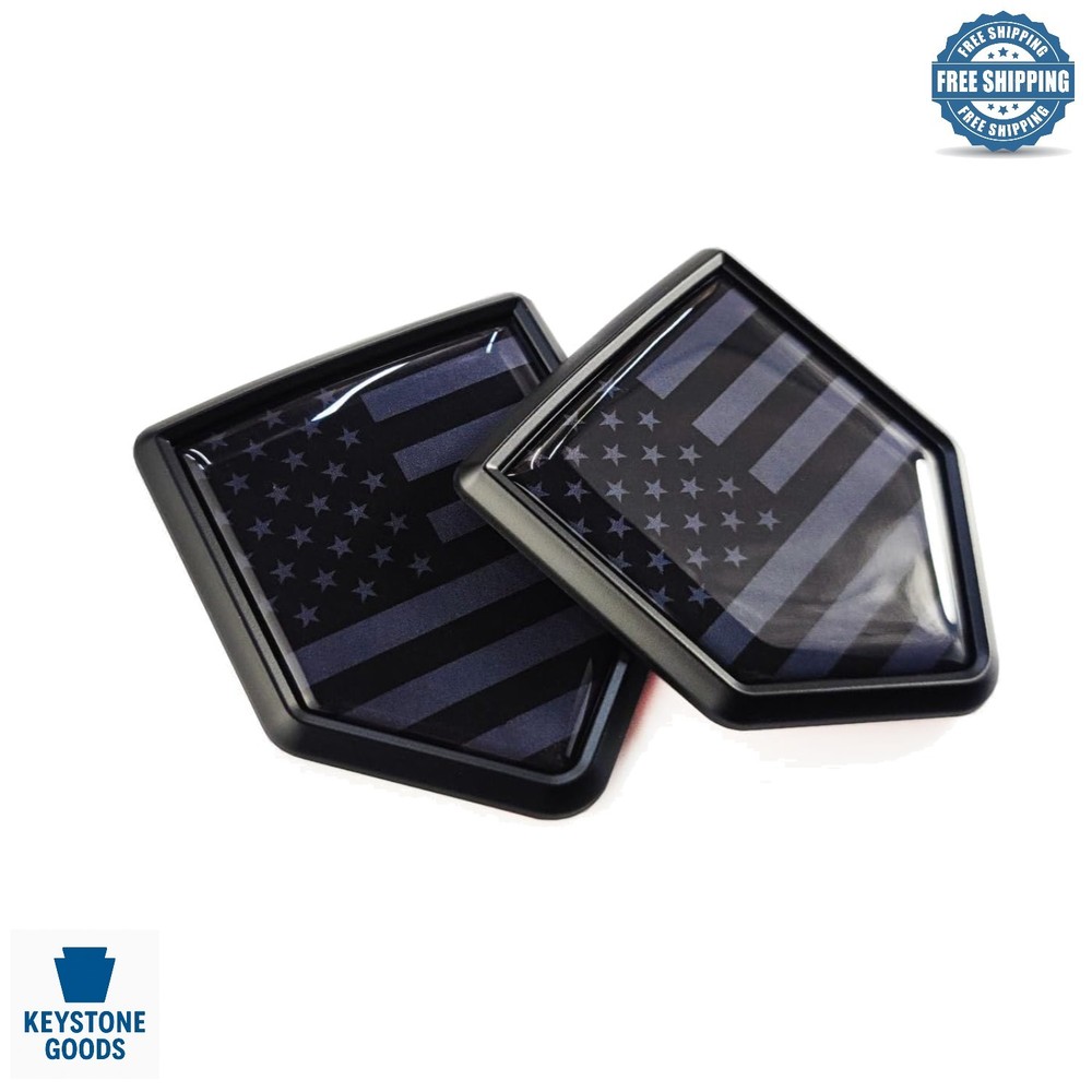 2 Pack All Black American Flag Car Decals – Universal Fit, Waterproof & UV-Re…