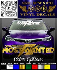 JDM Need For Speed Most Wanted Windshield car Decal 30″W X 8″H #1121