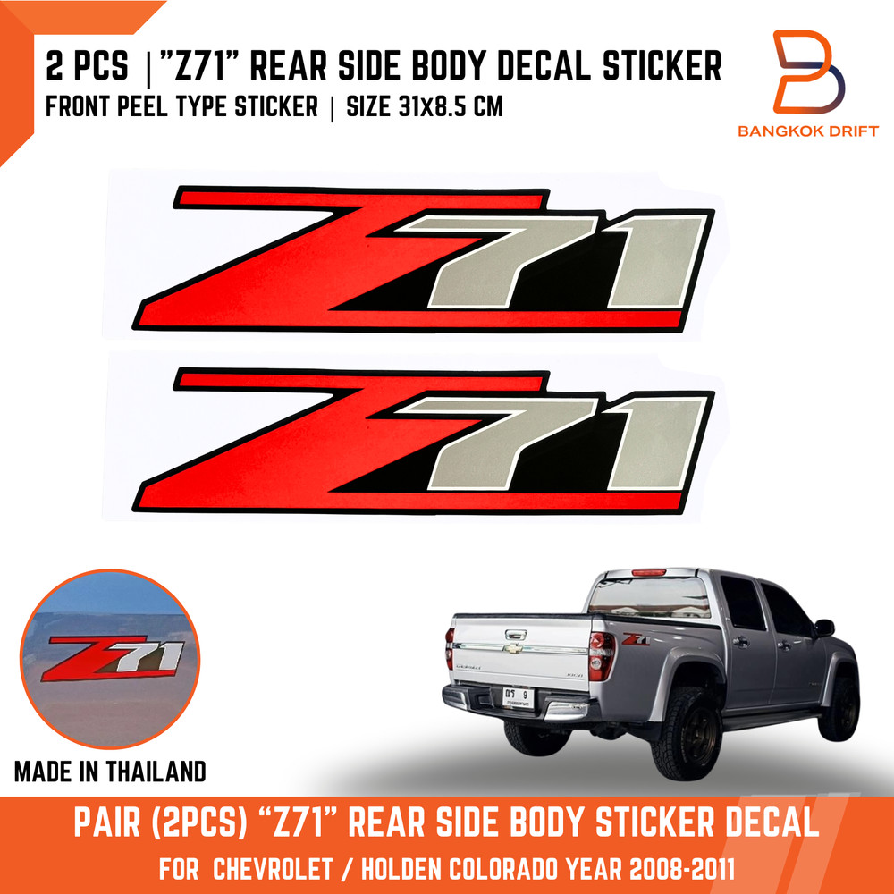 2PC Z71 SIDE REAR BED BODY STICKER DECAL FOR CHEVROLET COLORADO RC 2WD RED BLACK