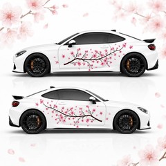 2PCS Sakura Cherry Blossom Car Livery, Japanese Theme Side Car Vinyl Livery, …