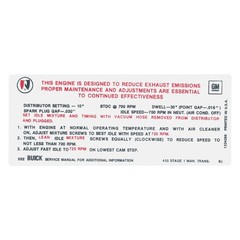 QRP SDB0292 Emissions Decal 455, 4bbl, MT, Stage 1, BJ, Early