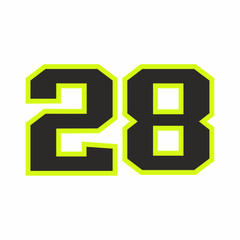 SW A Gloss Laminate sticker of the number 28 for rider Bradley Ray – Medium pair