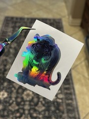 BLUE TIGER Multicolor LED Holographic Rainbow Metallic 3” Vinyl Decal Sticker