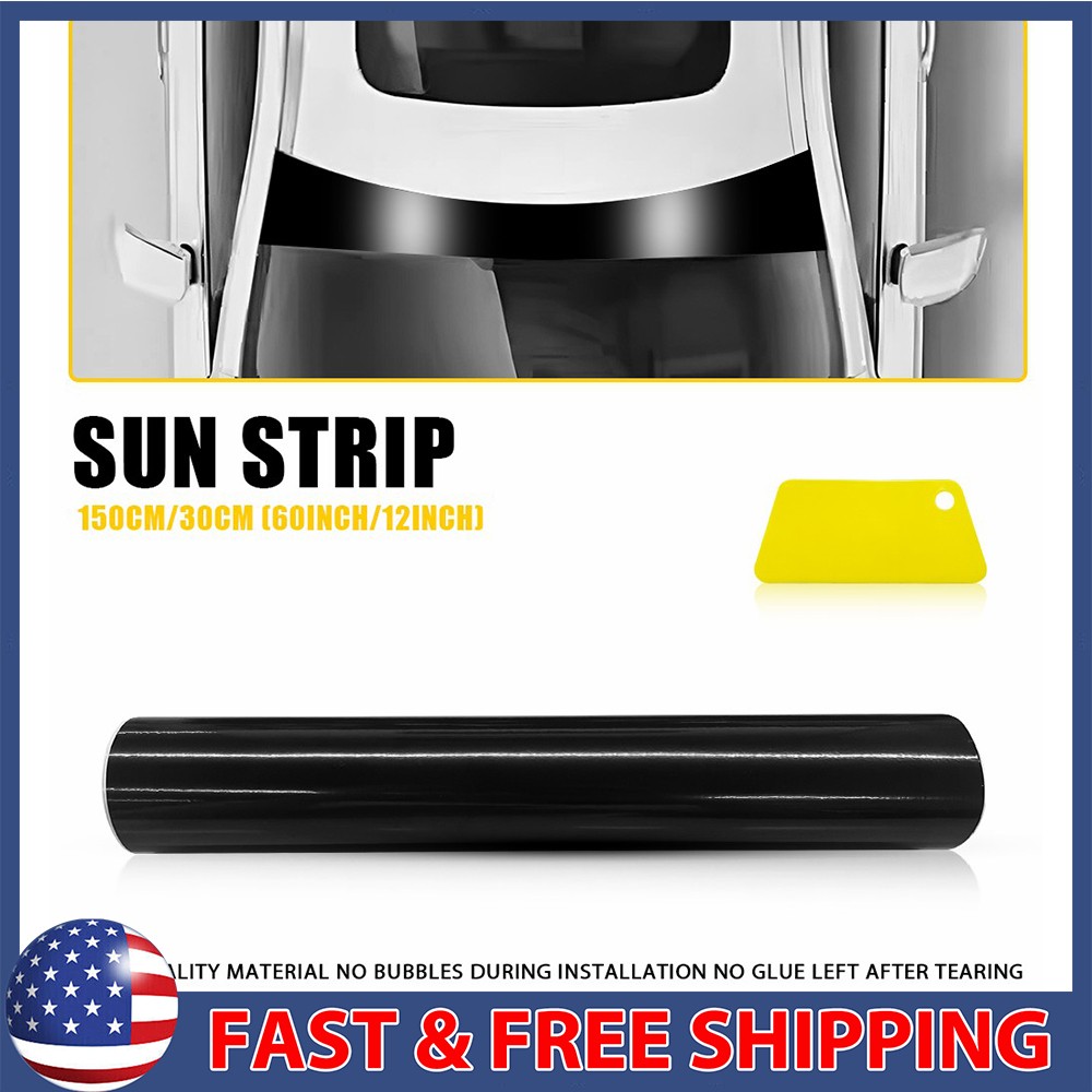 Universal Windshield Banner Black Decal Vinyl Sun Strip 60″x12″