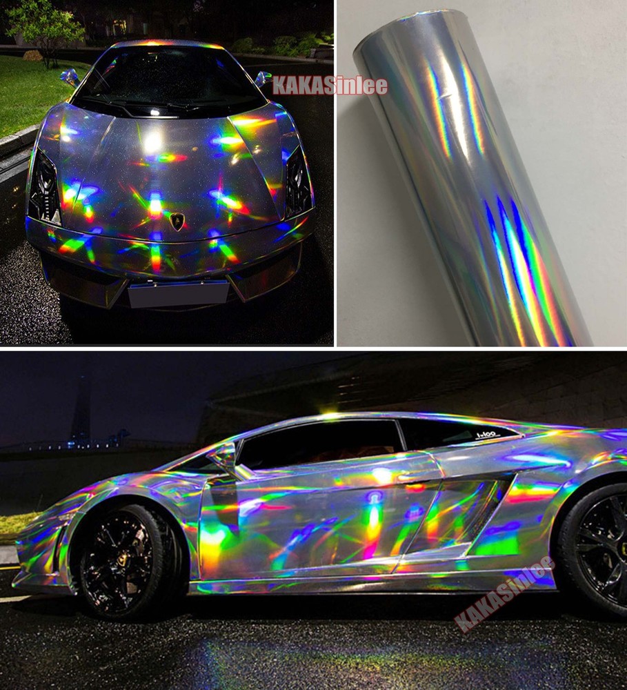 Silver Flexible Glossy Laser Chrome Chameleon Mirror Car Vinyl Wrap Sticker US