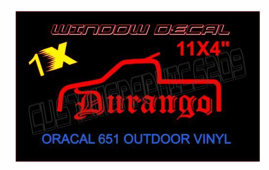 DURANGO GOTICA TEXT WINDOW DECAL TRUCK WITH RED OUTDOOR GLOSSY VINYL 11X4″