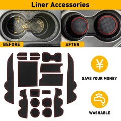 Liner Accessories For Tacoma Toyota Cup Door Console, Pocket Inserts Black/Red M