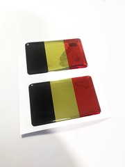 2 pcs of Belgium flag domed sticker 50x30mm