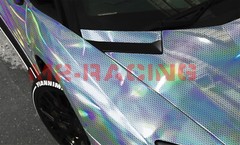 Hex Holographic Porcelain Blue Rainbow Chrome Car Vinyl Wrap Sticker Decal Sheet