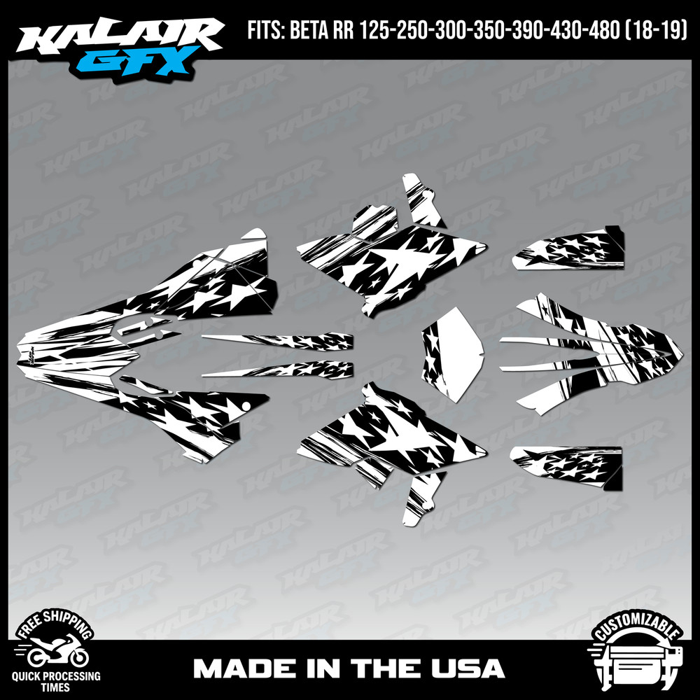 Graphics Kit for Beta RR125 to RR480 Models (2018-2019) Patriot-WHITE