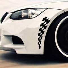 2 Pcs Plaid Racing Sports Decal Side Fender Eyebrow Race Car Bumper Stickers
