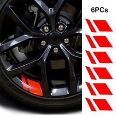 6x For 16″-21″Reflective Car Wheel Rim Vinyl Decal Sticker Car Accessories Red